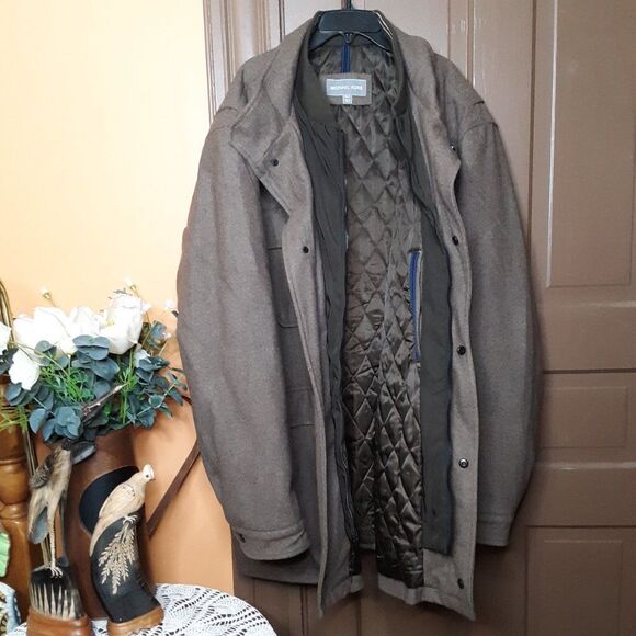 Michael Kors Men's size 3XLT Brown Wool Blend Coat - Picture 3 of 14